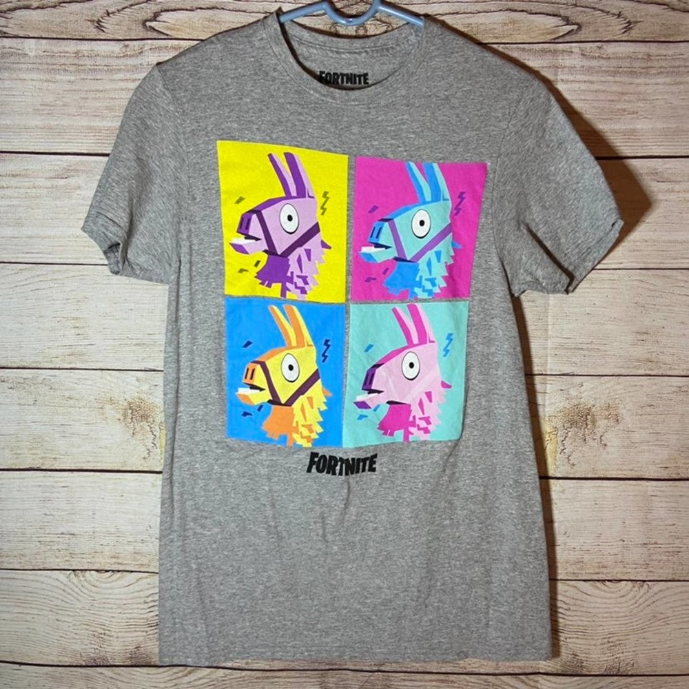 Fortnite colorful llama grid tshirt